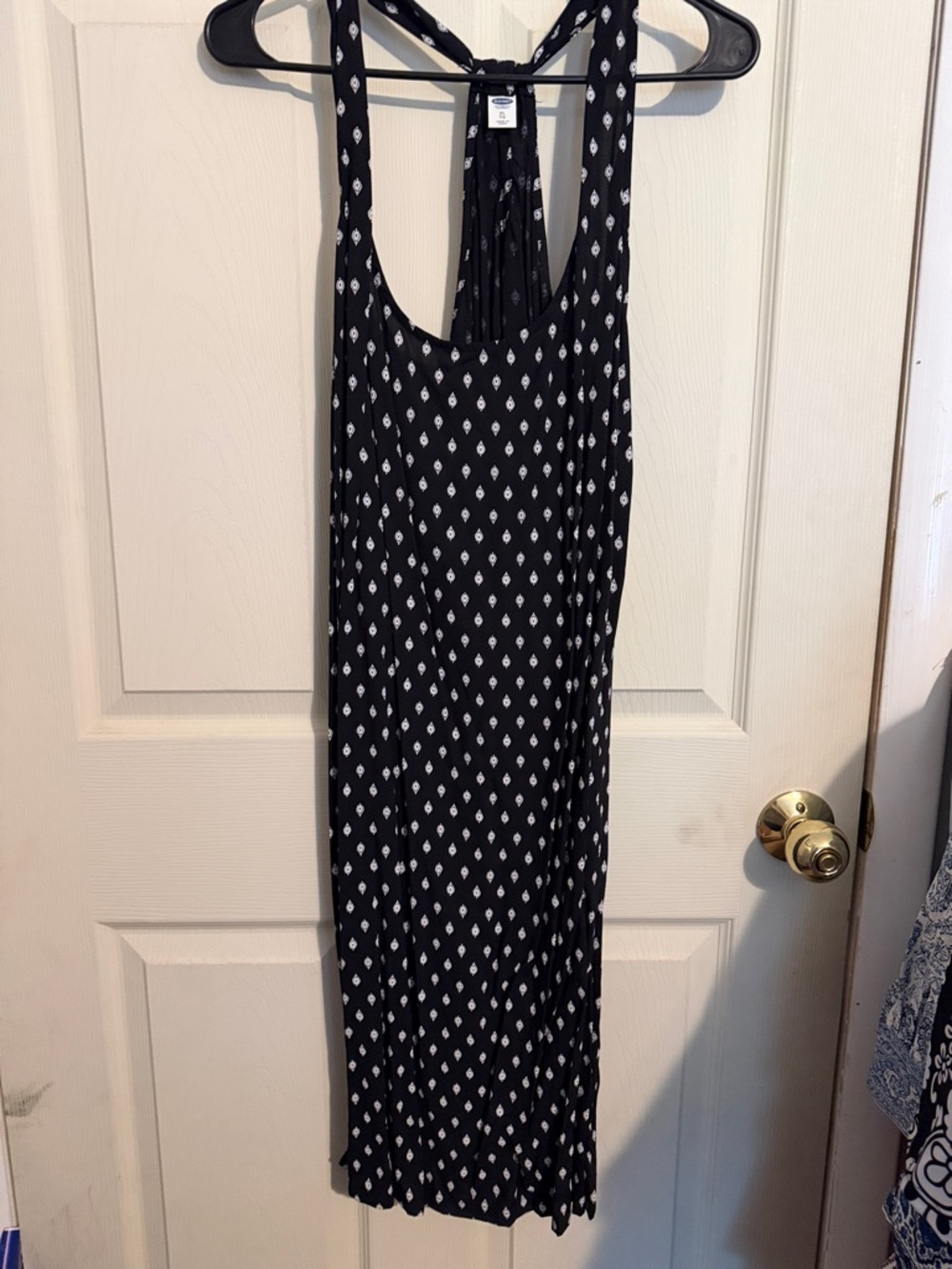 Old Navy Black Sleeveless Maxi Dress with White Diamond Print